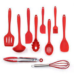 Avis Ensemble d'ustensiles de cuisine à 10 pièces cuillère à silicone cuisson cuisson outil de cuisson rouge