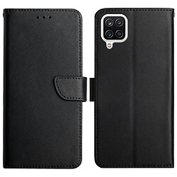 Etui en cuir véritable texture nappa, anti-empreintes digitales, antichoc noir pour votre Samsung Galaxy A12/M12