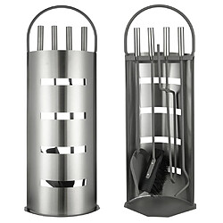 HI Ensemble d'outils de cheminée 5 pcs Argenté 23x14,5x66 cm