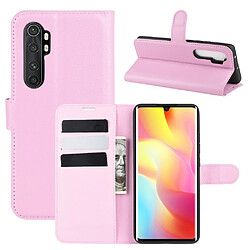 Etui en PU peau de litchi magnétique avec support rose pour votre Xiaomi Mi Note 10 Lite