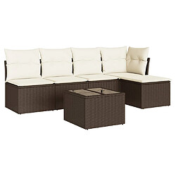 vidaXL Salon de jardin avec coussins 6 pcs marron résine tressée