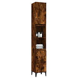 Maison Chic Armoire de bain,Meuble de rangement de salle de bain,Meuble haut chêne fumé 30x30x190 cm bois d'ingénierie -GKD710433 pas cher