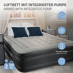 ML-Design Matelas gonflable 2 personnes avec pompe électrique intégrée 203x157x47 cm gris