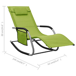 vidaXL Chaise longue textilène vert et gris pas cher