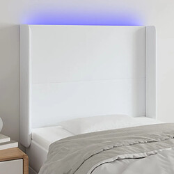 Maison Chic Tête de lit scandinave à LED,meuble de chambre Blanc 83x16x118/128 cm Similicuir -MN84665