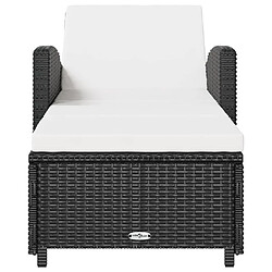 Avis Maison Chic Chaise longue avec coussin - Transat blanc crème Résine tressée Noir