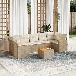 vidaXL Salon de jardin avec coussins 8 pcs beige résine tressée