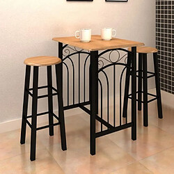 vidaXL Table et tabouret de bar 3 pcs Bois et acier