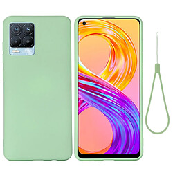 Coque en silicone Liquide de couleur unie avec sangle souple vert pour votre Realme 8/8 Pro