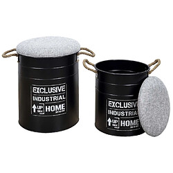 Avis The Home Deco Factory Pouf gigogne baril en métal Dock (Lot de 2).