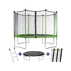 Habitat Et Jardin Trampoline Yoopi - Ø 3.65 m - Avec filet + échelle + couverture + kit d'ancrage