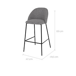 Avis Rendez Vous Deco Chaise de bar Karl en tissu gris foncé 66 cm (lot de 2)