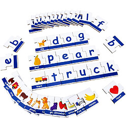 Sort D'apprentissage Jouets Mots Jeux Correspondant Lettre Puzzles Montessori Préscolaire Jouets Éducatifs pour Enfants-38 Flash Cartes et 52 en bois