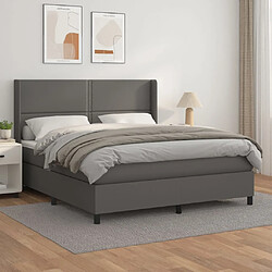 vidaXL Sommier à lattes de lit avec matelas Gris 160x200 cm Similicuir