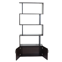 Avis Decoshop26 Bibliothèque séparateur de pièce étagère de séjour compartiment de rangement avec porte 183 x 80 cm MDF marron foncé 04_0005896