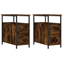 Maison Chic Lot de 2 Tables de chevet - Tables de Nuit chêne fumé 30x60x60 cm bois d'ingénierie