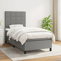 Maison Chic Lit Adulte - Lit simple Lit à sommier tapissier et matelas moelleux - Meuble de Chambre - Gris foncé 90x190 cm Tissu -MN77259