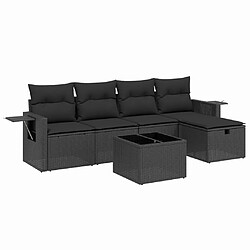 vidaXL Salon de jardin 6 pcs avec coussins noir résine tressée