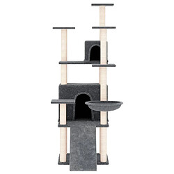 Helloshop26 Arbre à chat meuble tour grimper jouet grattage grattoir escalade plateforme avec griffoirs en sisal foncé 154 cm gris 02_0022672