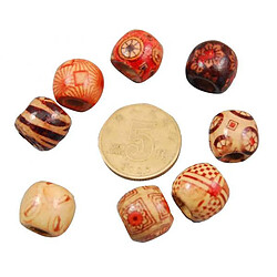 Avis 100pcs 10-17mm imprimé charme de perles en bois grand trou pour bijoux bricolage 10mm