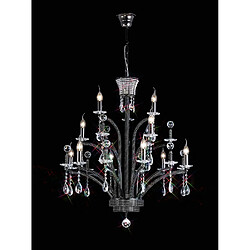 Luminaire Center Suspension Orleto Large 12 Ampoules chrome noir (Assemblage nécessaire)