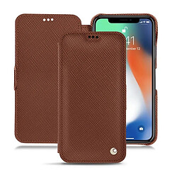 Housse cuir Apple iPhone Xs Max - Rabat horizontal - Marron délicat ( Pantone #95614d) - NOREVE