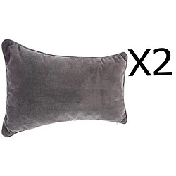 Pegane Lot de 2 coussins rectangulaires 100% polyester coloris gris foncé - Dim : L.50 x l.30 cm