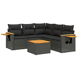 Maison Chic Ensemble Tables et chaises d'extérieur 6pcs avec coussins,Salon de jardin noir résine tressée -GKD718672