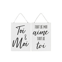 Dansmamaison Pancarte Textes Anglais/Francais You&Me Metal Blanc/Noir Assortiment De 2