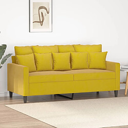 Maison Chic Canapé à 2 places,Sofa de Salon,Canapé droit Jaune 140 cm Velours -GKD797723