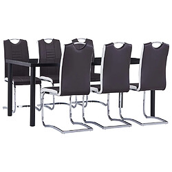 vidaXL Ensemble de salle à manger 7 pcs Similicuir Marron