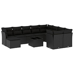 Maison Chic Salon de jardin 11 pcs avec coussins | Ensemble de Table et chaises | Mobilier d'Extérieur noir résine tressée -GKD42281