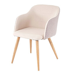 Decoshop26 Chaise de salle à manger x1 design rétro accoudoirs tissu/textile crème-beige 04_0002219