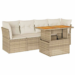 vidaXL Salon de jardin avec coussins 5 pcs beige résine tressée