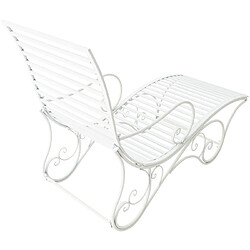 Acheter Decoshop26 Chaise longue pour jardin transat en métal blanc MDJ10213