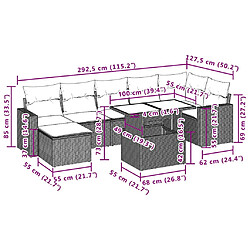 Acheter vidaXL Salon de jardin 8 pcs avec coussins gris clair résine tressée