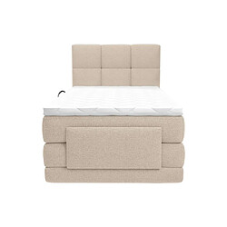 Vente-Unique Ensemble complet boxspring tête de lit capitonnée + sommiers relaxation électrique + matelas + surmatelas - 100 x 200 cm - Tissu - Beige - LODI de PALACIO pas cher