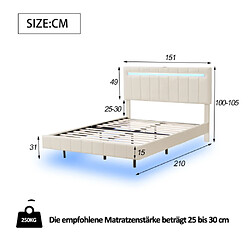 Acheter ComfortXL Lit Rembourré 140 X 200 Cm Avec Cadre De Lit Suspendu, Beige