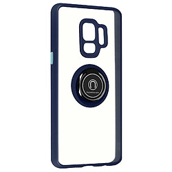 Avizar Coque pour Samsung Galaxy S9 Bi-matière Bague Métallique Support Vidéo bleu