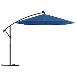 Helloshop26 Parasol mobilier de jardin déporté à led et mât en acier 300 cm azuré 02_0008577