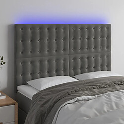 vidaXL Tête de lit à LED Gris foncé 144x5x118/128 cm Velours