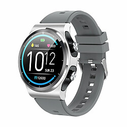 Gt69 2-En-1 Montre Intelligente 8 Modes Sportifs Tws Casque Compatible Bluetooth Cadran De Fréquence Cardiaque Smartwatch Argent