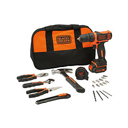 Black & Decker Perceuse visseuse sans fil 10.8 V - BDCDD12HTSA Perceuse visseuse sans fil 10.8 V avec outillage a main et sac de transport