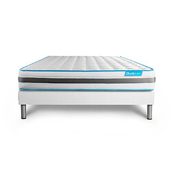 Bodycare Ensemble 140x200 matelas BodyFlex ressorts ensachés et mémoire de forme + sommier kit blanc