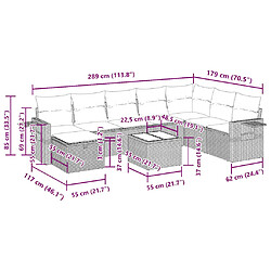 Acheter vidaXL Salon de jardin 9 pcs avec coussins noir résine tressée