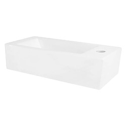 Vasque avec vidage sans trop-plein 46x26,5x11 cm Blanc en céramique ML-Design