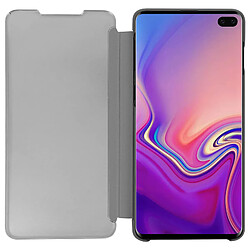 Avizar Housse Samsung Galaxy S10 Plus Étui Miroir Clapet translucide Stand Vidéo argent pas cher