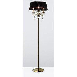 Luminaire Center Lampadaire Olivia avec Abat jour noir 3 Ampoules laiton antique/cristal