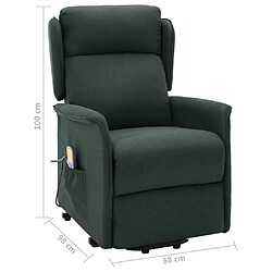 vidaXL Fauteuil de massage Vert foncé Tissu pas cher