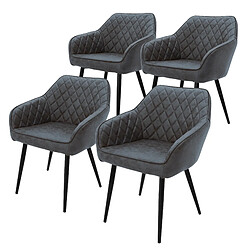 ML-Design Lot de 4 chaises salle à manger en simili anthracite rembourrée pieds en acier